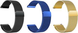 ACM Pack of 3 Watch Strap Magnetic for Noise Colorfit Caliber (Black/Blue/Gold) Smart Watch Strap