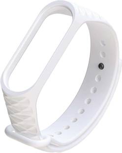 Microcart Silicone Strap for models Xiaomi Mi Band 3 and Mi Band 4, with Diamond design and White color (Device not included) Smart Band Strap