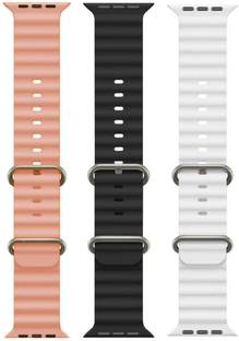 Antoj Smart Watch strap for T800, T900, T10, I8 pro,I7 pro, S8 ultra, watch 8, Watch 9 of size 49mm 45mm 44mm 42mm(Pink, black, white ) Smart Watch Strap
