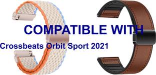 ACM WSM2628B22WTBR1713 Pack of 2 Watch Strap Woven Braided & Leather Magnetic Silicone 22mm for |Cross...