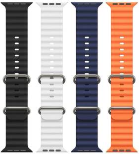 Antoj Smart Watch Strap Belt for Ultra Watch 49 mm, Series 8 / 7 45 mm, Series 6 / 5 / 4 44 mm, Series 3 42 mm, T800 Ultra, Watch 8 Ultra, i8 Pro Max, W26, T800 Ocean (white , blue, black, orange) Smart Watch Strap