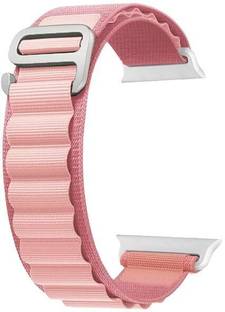 ABSOLUTE LIFESTYLE Alpine Loop Nylon Bands/Straps Compatible with Watch 49mm 45mm 44mm 42mm Men & Women, Adjustable Strap with Metal G-Hook Premium pink Strap for iWatch Ultra Series SE 8 7 6 5 4 3 2 1 (Only Alpine Loop Strap, Watch NOT Included) Smart Watch Strap