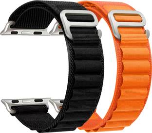 Flipkart SmartBuy Soft Nylon Textile Woven Alpine Loop Strap Belt for iWatch Series 8/7/6/5/4/SE (42/44/45mm) With Metal G Hook (Combo of 2) [Watch NOT Included] Smart Watch Strap