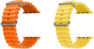 Priavy Ocean Smart Watch Strap Belt for Ultra Watch 49 mm, Series 8 / 7 45 mm, Series 6 / 5 / 4 44 mm, Series 3 42 mm, T800 Ultra, Watch 8 Ultra, i8 Pro Max, W26, T800. Smart Watch Strap(Orange, Yellow ) Smart Watch Strap