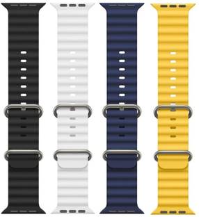 Antoj Smart Watch Strap Belt for Ultra Watch 49 mm, Series 8 / 7 45 mm, Series 6 / 5 / 4 44 mm, Series 3 42 mm, T800 Ultra, Watch 8 Ultra, i8 Pro Max, W26, T800 Ocean (white , blue, black, yellow) Smart Watch Strap