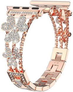 Oboe 45mm Diamond Bling Flower Design Strap for Apple Watch iWatch 8 7 6 5 4 3 2 1 SE Smart Band Strap