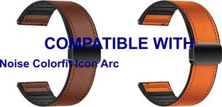 ACM WSM28P22BROR3932 Pack of 2 Watch Strap Leather Magnetic Silicone Belt 22mm for Noise Colorfit Icon...