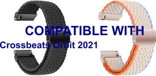 ACM WSM26N22BKWT1712 Pack of 2 Watch Strap Woven Braided Magnetic 22mm for Crossbeats Orbit 2021 Smart...