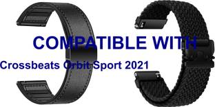 ACM WSM2838A22BKBK1713 Pack of 2 Watch Strap Leather Magnetic Silicone & Woven Braided Clipper 22mm fo...