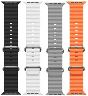 Antoj Smart Watch Strap Belt for Ultra Watch 49 mm, Series 8 / 7 45 mm, Series 6 / 5 / 4 44 mm, Series 3 42 mm, T800 Ultra, Watch 8 Ultra, i8 Pro Max, W26, T800 Ocean (grey, black, orange, white ) Smart Watch Strap