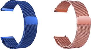 ACM Pack of 2 Watch Strap Magnetic for Noise Colorfit Vision 2 (Blue/Rose Gold) Smart Watch Strap