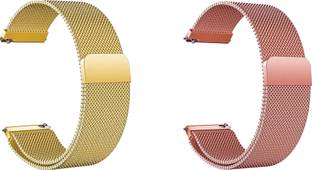 ACM Pack of 2 Watch Strap Magnetic for Noise Colorfit Pro 3 Assist (Gold/Rose Gold) Smart Watch Strap