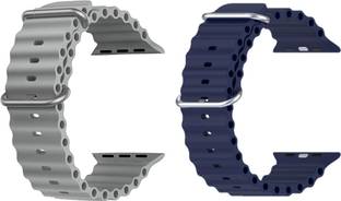Priavy Ocean Smart Watch Strap Belt for Ultra Watch 49 mm, Series 8 / 7 45 mm, Series 6 / 5 / 4 44 mm, Series 3 42 mm, T800 Ultra, Watch 8 Ultra, i8 Pro Max, W26, T800. Smart Watch Strap(Grey, Blue ) Smart Watch Strap