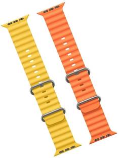 Antoj Smart Watch strap for T800, T900, T10, I8 pro,I7 pro, S8 ultra, watch 8, Watch 9 of size 49mm 45mm 44mm 42mm(Yellow, Orange ) Smart Watch Strap