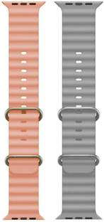 Antoj Smart Watch strap for T800, T900, T10, I8 pro,I7 pro, S8 ultra, watch 8, Watch 9 of size 49mm 45mm 44mm 42mm(Pink, Grey ) Smart Watch Strap