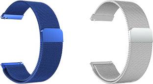 ACM Pack of 2 Watch Strap Magnetic for Noise Color Fit Pro 3 (Blue/Silver) Smart Watch Strap