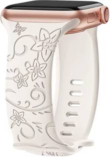 Raya Engraved Silicone Watch Bands for Women Compatible with Apple Watch 38mm 40mm 41mm | Super soft and flexible watch straps for iWatch Series 9/8/7/6 Ultra SE & SE2 Smart Band Strap