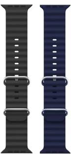 फनफ्लिकर्स Smart Watch Strap Belt for Ultra Watch 49 mm, Series 8 / 7 45 mm, Series 6 / 5 / 4 44 mm, Series 3 / 2 / 1 42 mm, T800 Ultra, Watch 8 Ultra, i8 Pro Max, W26, T800. Smart Watch Strap (Black,Blue) स्मार्ट वॉच स्ट्रैप