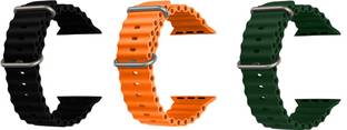 Priavy Ocean Smart Watch Strap Belt for Ultra Watch 49 mm, Series 8 / 7 45 mm, Series 6 / 5 / 4 44 mm, Series 3 42 mm, T800 Ultra, Watch 8 Ultra, i8 Pro Max, W26, T800. Smart Watch Strap(Black, orange, Green) Smart Watch Strap
