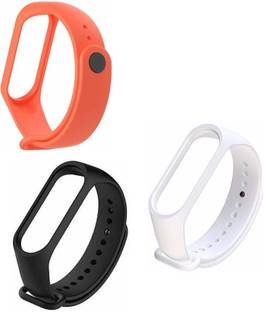 Like Star Soft Silicon Replacement Band Strap (Pcs of 3) for MI Band 3 & 4 (Black,orange,White) Smart ...