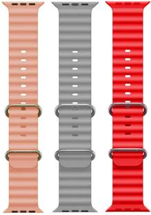 Antoj Smart Watch strap for T800, T900, T10, I8 pro,I7 pro, S8 ultra, watch 8, Watch 9 of size 49mm 45mm 44mm 42mm(Pink, grey, red ) Smart Watch Strap