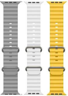 Antoj Smart Watch strap for T800, T900, T10, I8 pro,I7 pro, S8 ultra, watch 8, Watch 9 of size 49mm 45mm 44mm 42mm(grey, white, Yellow) Smart Watch Strap