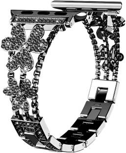 Oboe 45mm Diamond Bling Flower Design Strap for Apple Watch iWatch 8 7 6 5 4 3 2 1 SE Smart Band Strap