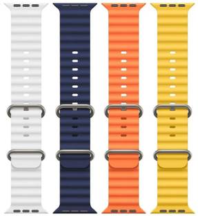 Antoj Smart Watch Strap Belt for Ultra Watch 49 mm, Series 8 / 7 45 mm, Series 6 / 5 / 4 44 mm, Series 3 42 mm, T800 Ultra, Watch 8 Ultra, i8 Pro Max, W26, T800 Ocean (white , blue, orange, yellow) Smart Watch Strap
