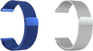 ACM Pack of 2 Watch Strap Magnetic for Noise Colorfit Caliber (Blue/Silver) Smart Watch Strap