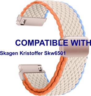 ACM WSM26N22WT4032 Watch Strap Woven Braided Magnetic Belt 22mm for Skagen Kristoffer Skw6501 White Sm...
