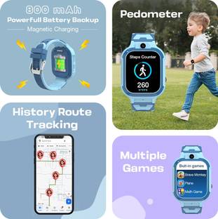 Sekyo Carepal Pro Kids 4G Video Calling Smartwatch, Live GPS Location Track Class Mode Smartwatch