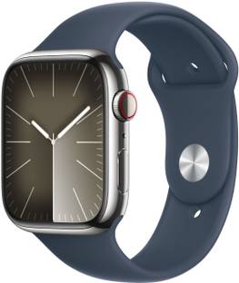 Apple Watch Series 9 GPS + Cellular 45mm Silver Case & Storm Blue Sport Band - M/L