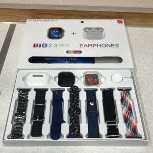 TECHMAZE I20 AMAZING BOOM COMBO Touch Watch Golden with 6 Strap Extra and 1 TWS Smartwatch