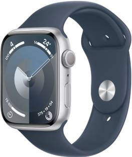 Apple Watch Series 9 GPS 45mm Silver Aluminium Case with Storm Blue Sport Band - S/M