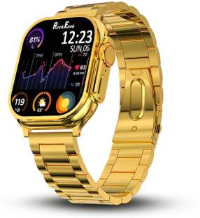 PunnkFunnk S9 Ultra 24K Golden with Extra Strap Bluetooth calling, Health, Sport, Fashion Smartwatch