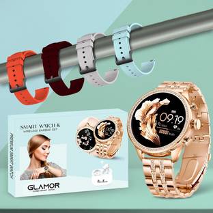 PunnkFunnk GLAMOR 1.39" Amoled Display, 1 Buds 5 Straps, Rakhi Gift, Bluetooth Call, Music Smartwatch