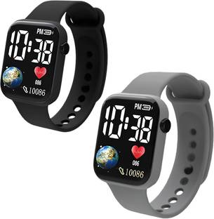 windexa LEDDisplayDigitalWatchWaterproof Square Watch -Digital Watch for Kids Pack of 2 Smartwatch