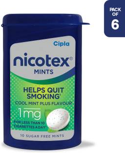 Cipla Nicotex Mints | Nicotine 1mg Sugar Free Lozenges(6 x 10Pcs) | Cool Mint Plus | Smoking Cessations