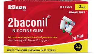 Rusan 2BACONIL Nicotine 2mg Gums| Helps to Quit Smoking and Chewing Tobacco/Gutkha | Smoking Cessations