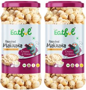 EATFUL Cream and Onion Roasted Makhana jar (Blended With Olive Oil) (2×80g)