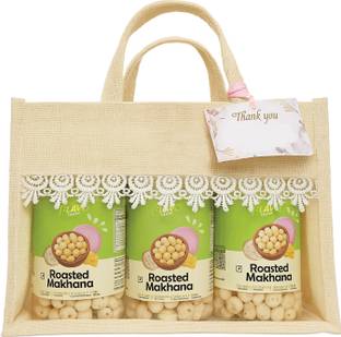 FlavoFarm Cream & Onion Roasted Makhana | Gift Hamper in Jute Pouch