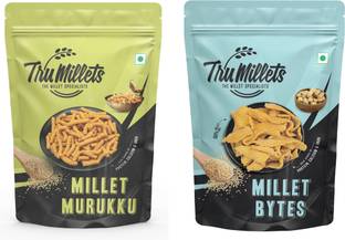 Trumillets Healthy Millet Snacks Namkeen Murukku 125gm and Millet Bites 125gm