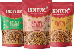 Indiyum Chana Combo Pack Hing Jeera, Masala Chick Pea, Turmeric Himalayan Pink Salt