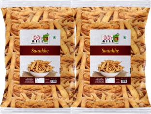 90's MILL Sankhe Fali Mathri Milk Mathi Khasta Mathari Snack Mathri Munchies-150g*2Pack