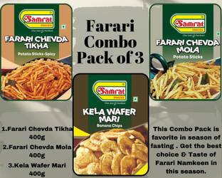 SAMRAT |Farari Combo Pack of 3 | Farari Chevda Tikha & Mola | KELA WAFER Banana Chips|