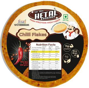 Hetal Khakhra Chilli Flakes Flavour Khakhra |Gujarati Healthy Snack (200 Gm in Each Pack)