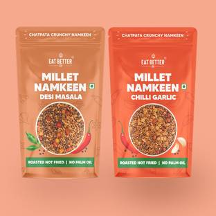 EAT BETTER CO Healthy Chatpata Millet Namkeen- Chilli Garlic & Desi Masala Combo Pack