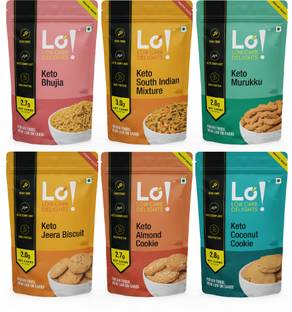 Lo! Keto Snacks Combo Pack of 6 Delicious Keto Namkeen & Keto Cookies for Keto Diet
