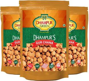 DHAMPUR GREEN Gur Chana ( Pack Of 3)|Healthy Snack |