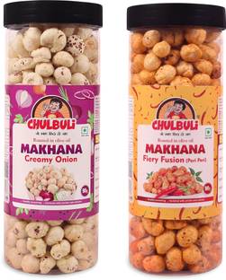 ppchulbuli Combo Of Fiery Fusion (peri peri) & Creamy Onion Makhana Roasted in Olive Oil Lotus Seeds(Makhana)
